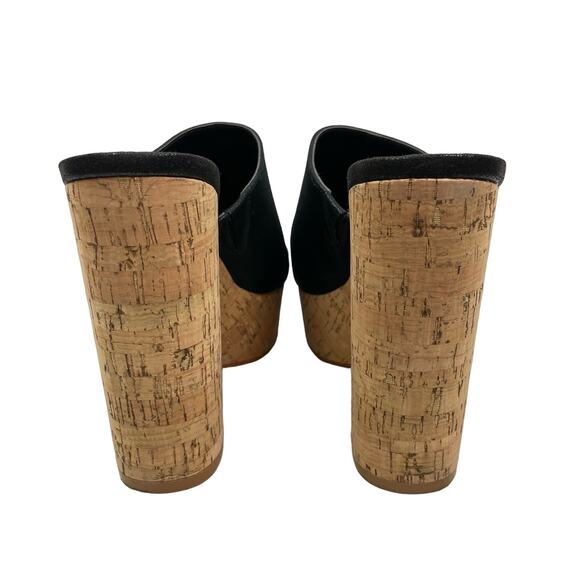 Karl Lagerfeld Paris | Henlsey Black Leather Cork Platform Block Heel Sandals - Picture 7 of 11